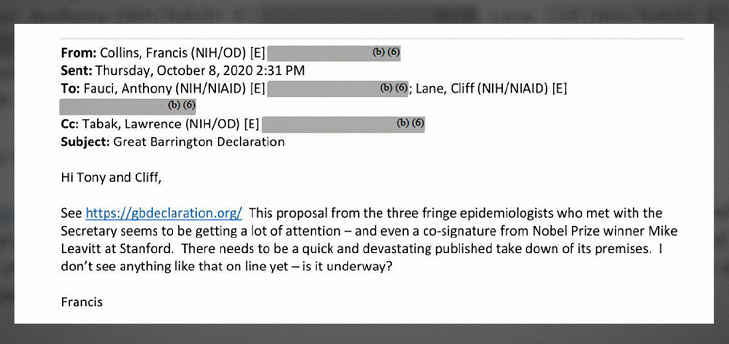 NIH director Francis Collins wanted a 'take-down' to stifle Covid-19 debate