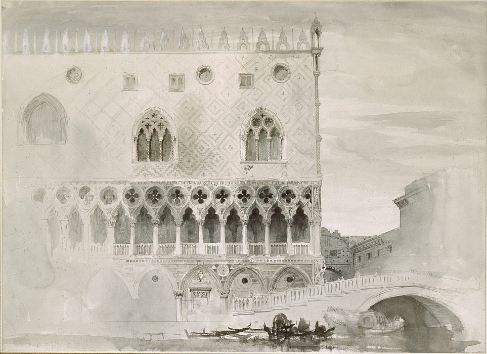 The Exterior of the Ducal Palace, Venice, 1852 by John Ruskin The Exterior of the Ducal Palace, Venice, 1852 by John Ruskin