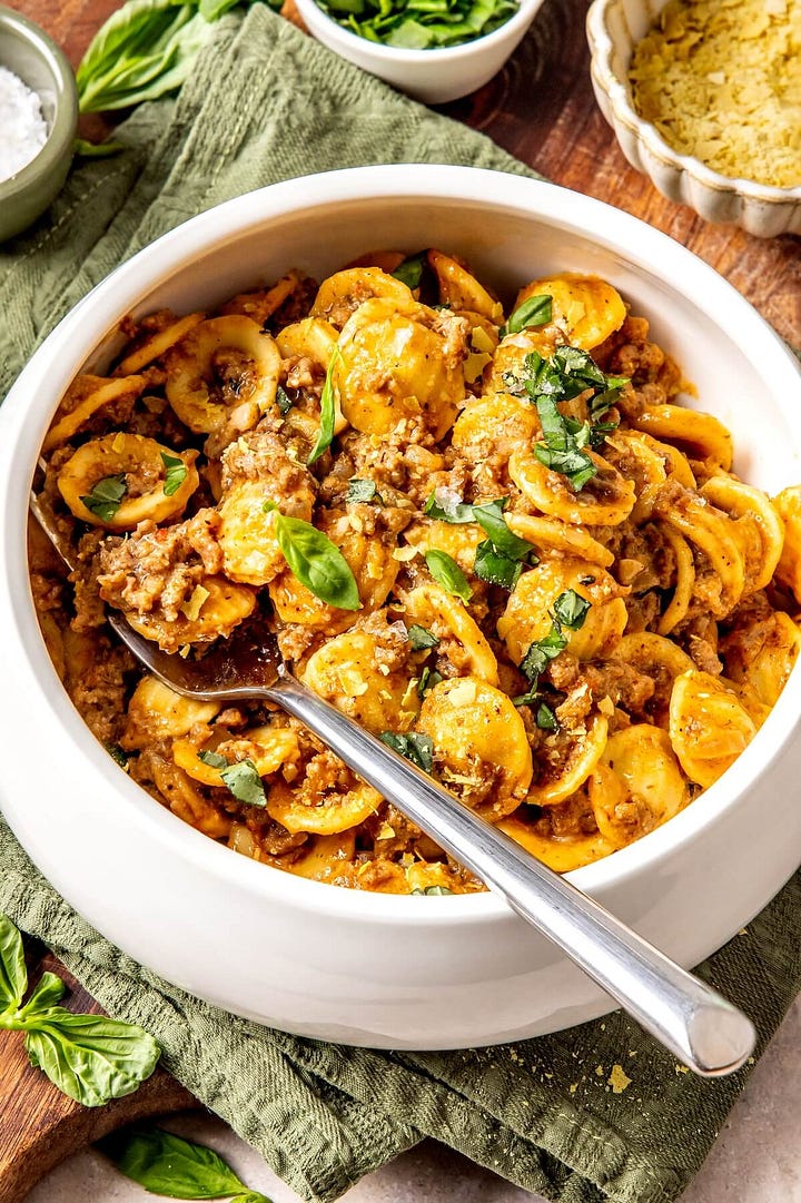 Olivia Adriance Latest Blog Recipes: Firecracker Glass Noodles & Meatballs, Banana Muffins, Crispy Chicken Kale Salad, GF Hamburger Helper