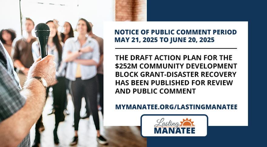 Public Input Open for $252 Million Disaster Recovery Plan in Manatee County