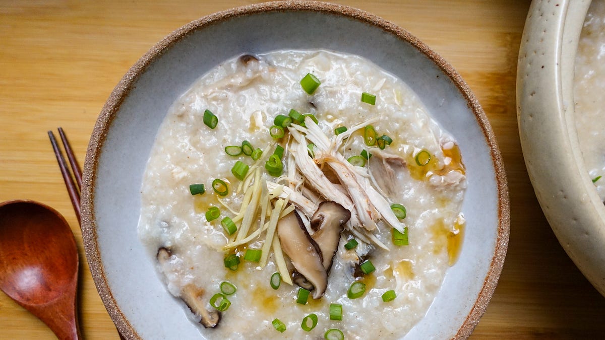 Chicken and Shiitake Congee - by Xueci Cheng - Chill Crisp