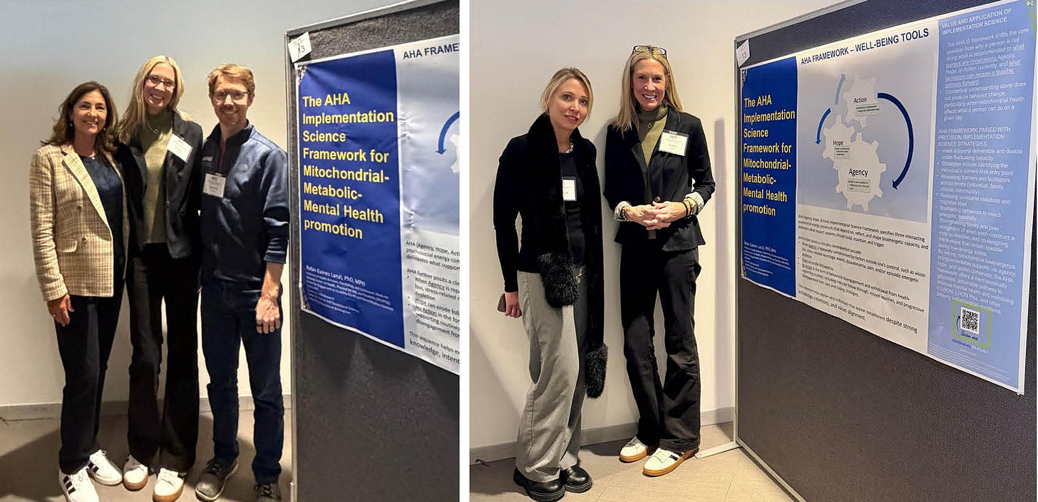 Left: Lisa Portera, Robin Lanzi, and Martin Picard standing in front of Robin’s poster. Right: Caroline Trumpff and Robin Lanzi standing in front of Robin’s poster. Left: Lisa Portera, Robin Lanzi, and Martin Picard standing in front of Robin’s poster. Right: Caroline Trumpff and Robin Lanzi standing in front of Robin’s poster.