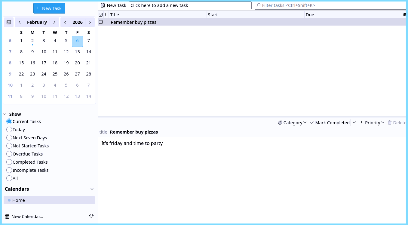 Thunderbird tasks Thunderbird tasks