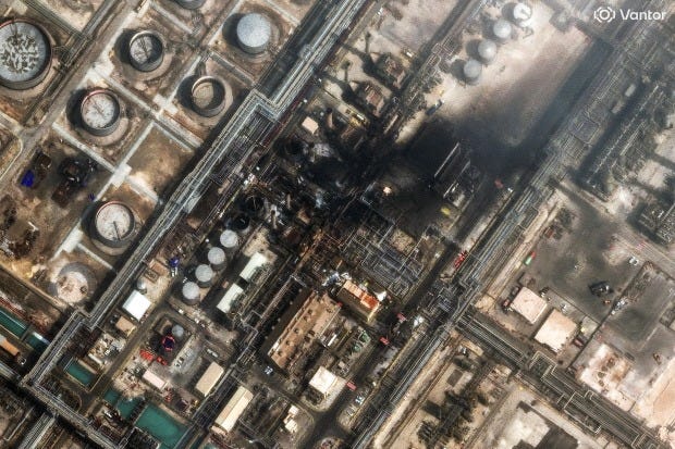 An earlier strike at the Ras Tanura site, on Monday, sparked a fire.