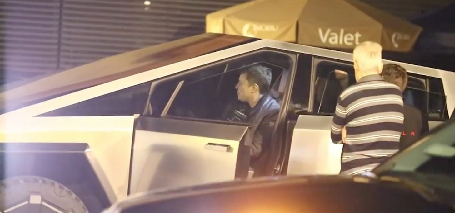 Elon Musk spotted driving Tesla's new Cybertruck electric pickup around LA  | Electrek