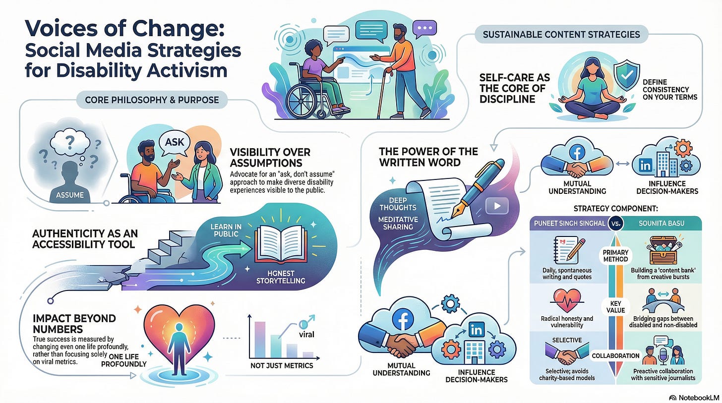 Colorful infographic about disability activism on social media.
