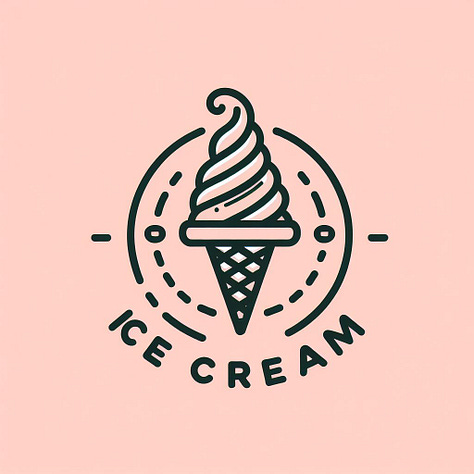 Tulips in a meadow, parrot on a branch, woman pencil sketch, abstract shapes, ice cream shop logo, banner that says "digital art" created by DALL-E 3