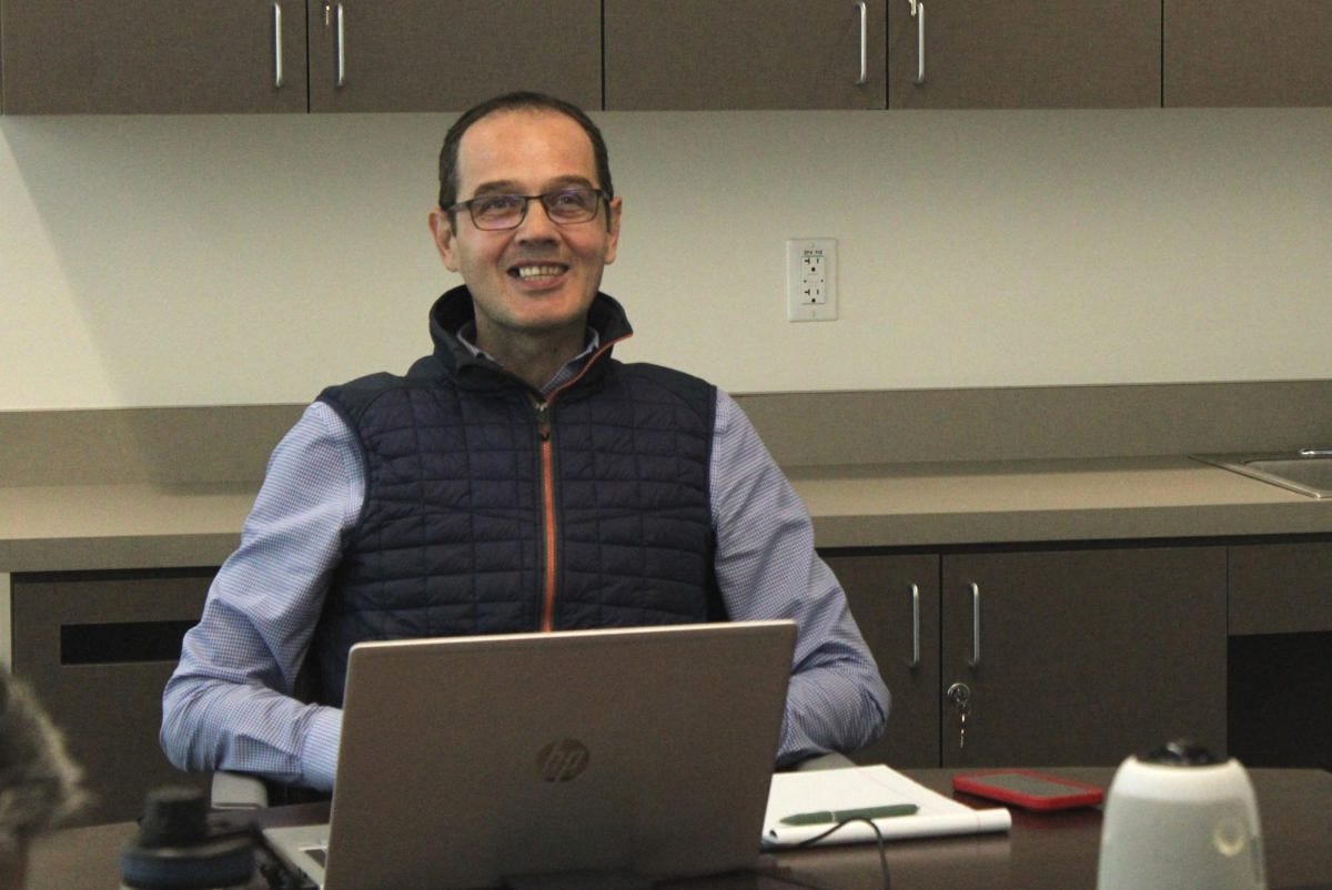Planning and Budget Committee Co-chair Loïc Audusseau, interim vice president of Administrative Services at El Camino College, reviews the Annual Planning and Budget Calendar on Thursday, Sept. 18, in the Administration Building, Room 220. PBC meetings are held on the third Thursday of the month at 1:15 p.m. (Elsa Rosales | The Union)