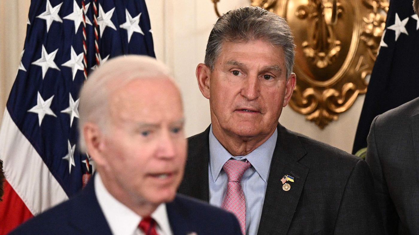 Senator Joe Manchin and&nbsp;US President Joe Biden