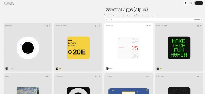 A Screenshot showing Essential apps created by the Nothing community