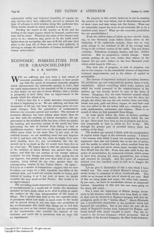 ECONOMIC POSSIBILITIES FOR OUR GRANDCHILDREN.-I Page 1 ECONOMIC POSSIBILITIES FOR OUR GRANDCHILDREN.-I Page 1