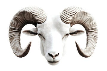 Isolated White Ram Portrait On Transparent Background Illustration
