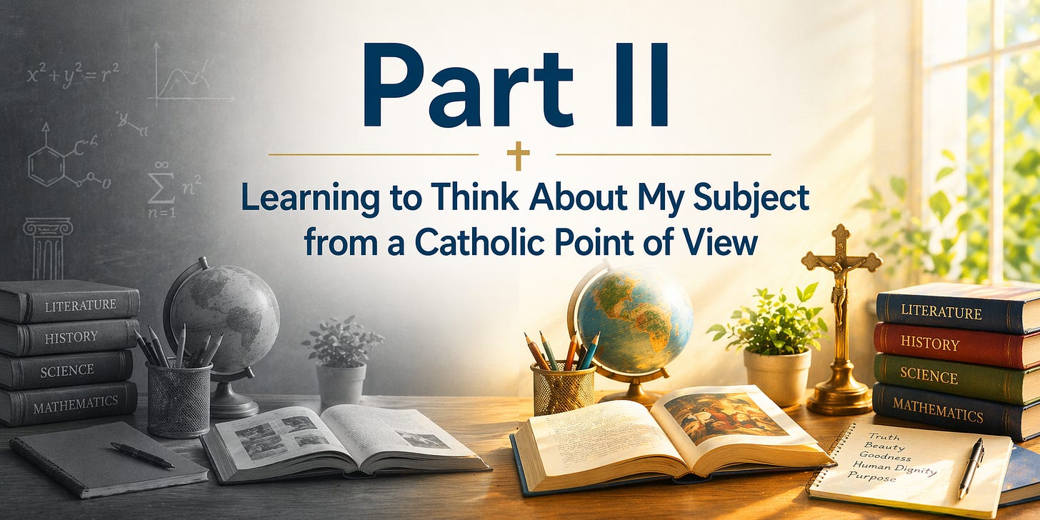 Catholic Thinking Learning How to Think About My Subject from a Catholic Point of View