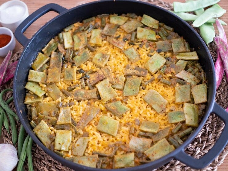 Arroz con judías verdes