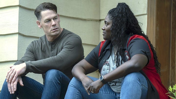 Stills from two recent TV series: Peacemaker and The Lowdown.