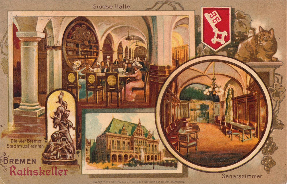 Postcard of the Bremen Town Hall Cellar, 1910