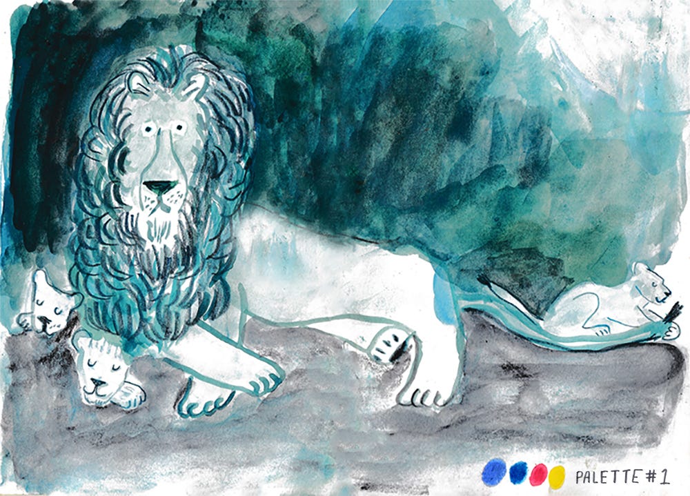 lion and lion cubs illustration by beth spencer lion and lion cubs illustration by beth spencer