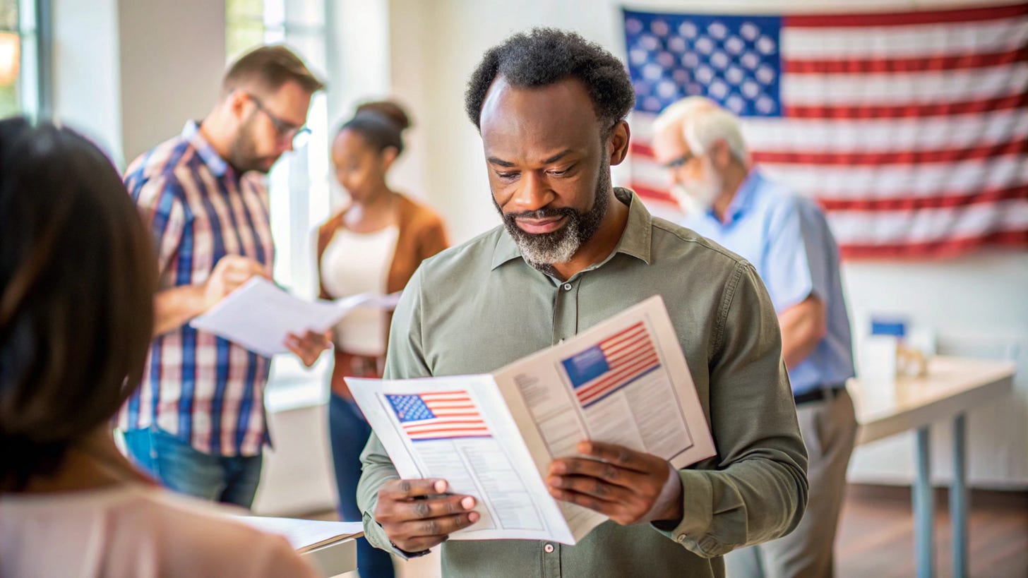 Voter reviewing ballot