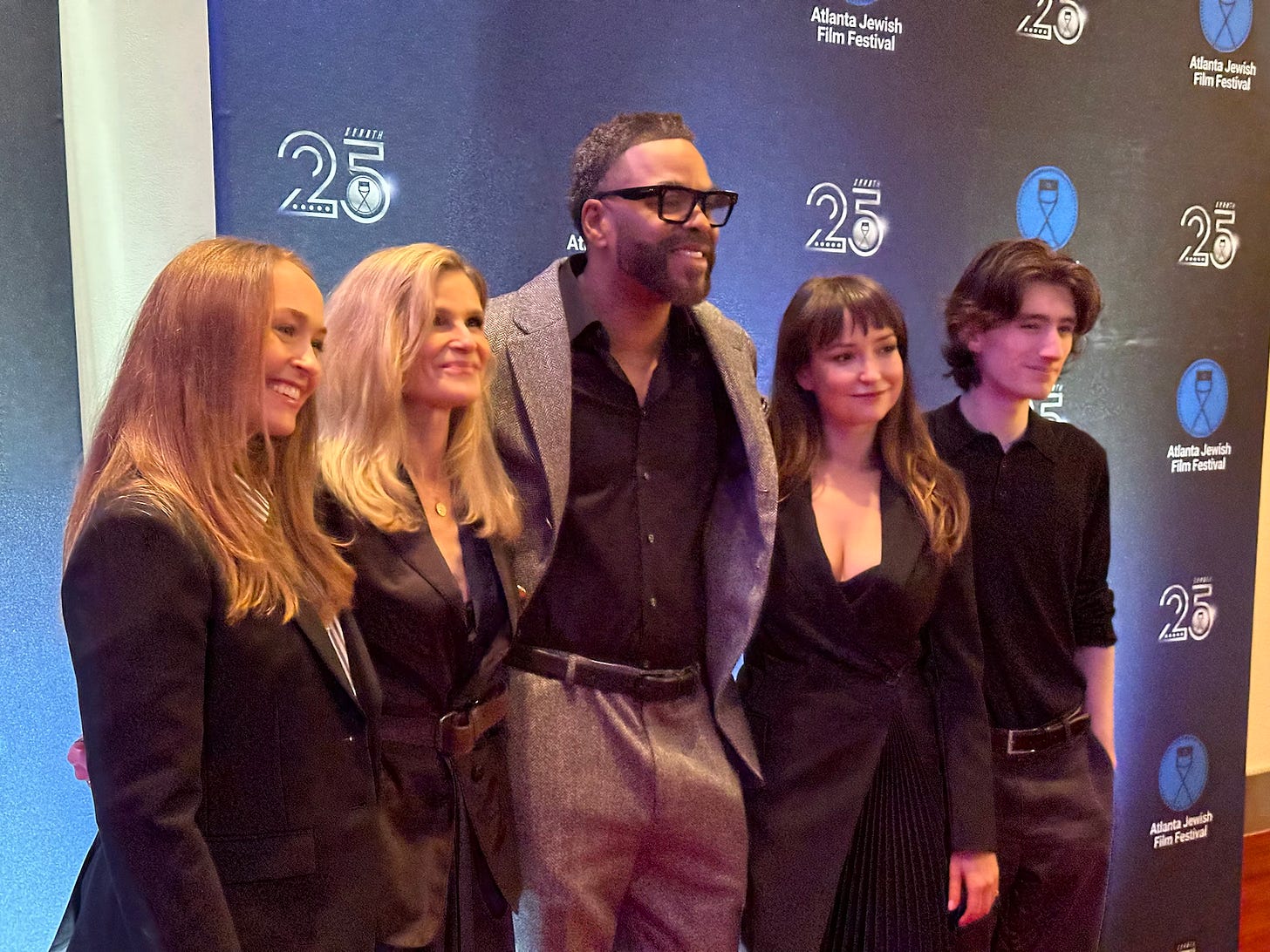 (L-R) Meghan Leathers, Kyra Sedgwick, Method Man, Milana Vayntrub, and Theo Taplitz on the red carpet of AJFF 2025 (L-R) Meghan Leathers, Kyra Sedgwick, Method Man, Milana Vayntrub, and Theo Taplitz on the red carpet of AJFF 2025