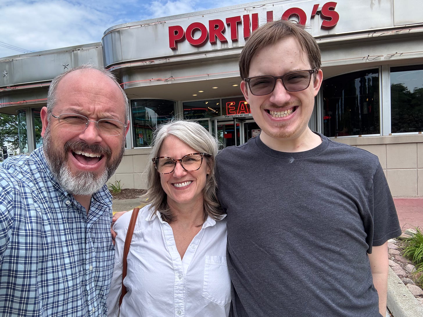a family smiling