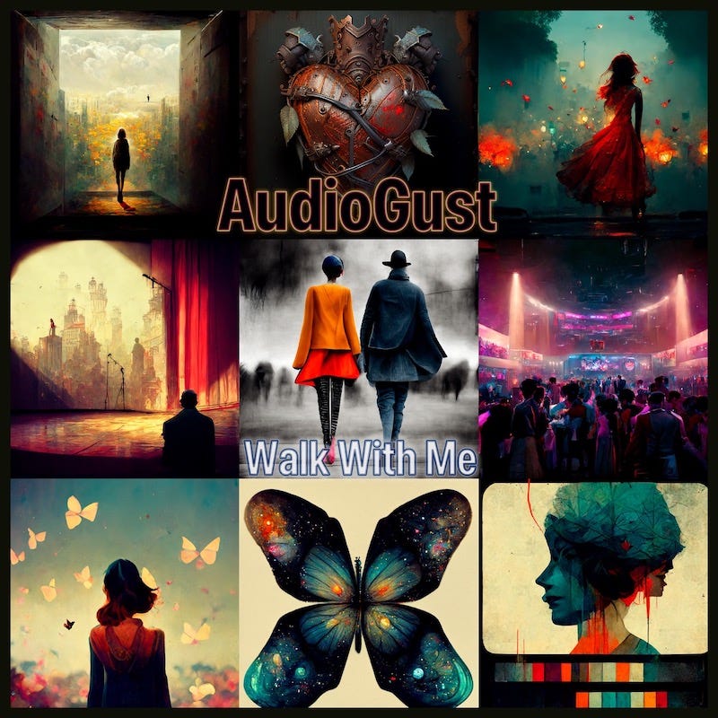 The cover of the AudioGust album "Walk With Me"
