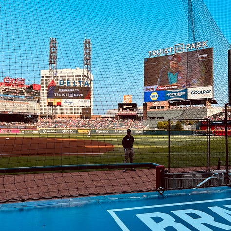 baseball, stadium, statue, signs, sky