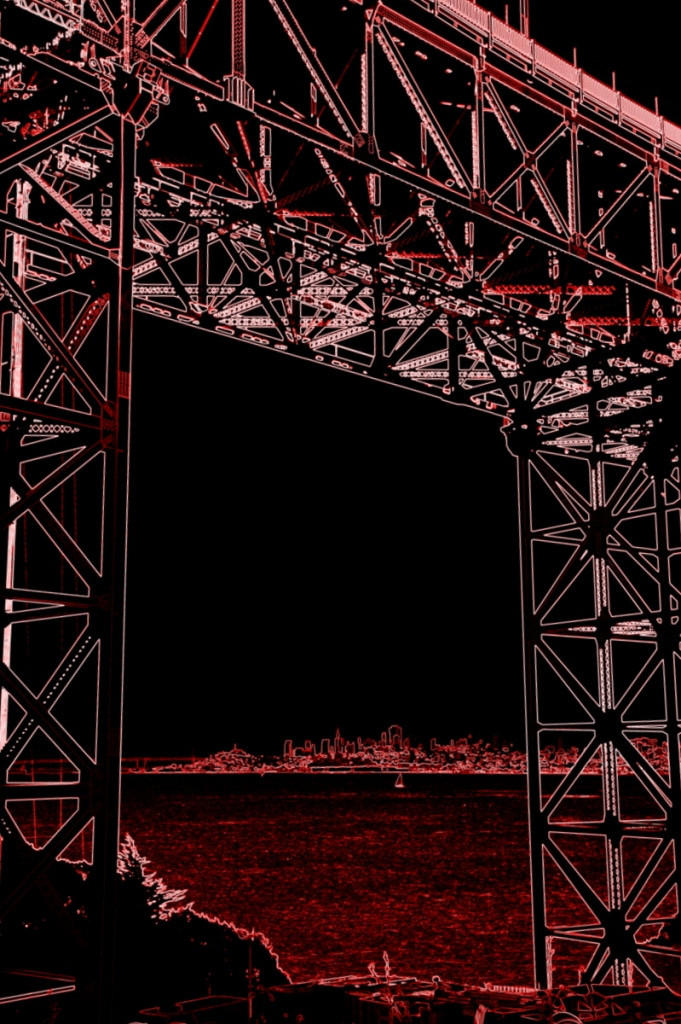 Exploring a different view of the Bay - through the pillars of the Golden Gate Bridge. Exploring a different view of the Bay - through the pillars of the Golden Gate Bridge.