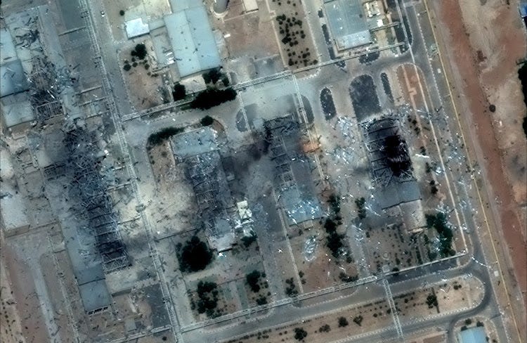 Satellite image shows a close up view of destroyed buildings at Isfahan nuclear technology site after it was hit by US strikes, in Isfahan, Iran, June 22 2025. Picture: MAXAR TECHNOLOGIES/REUTERS