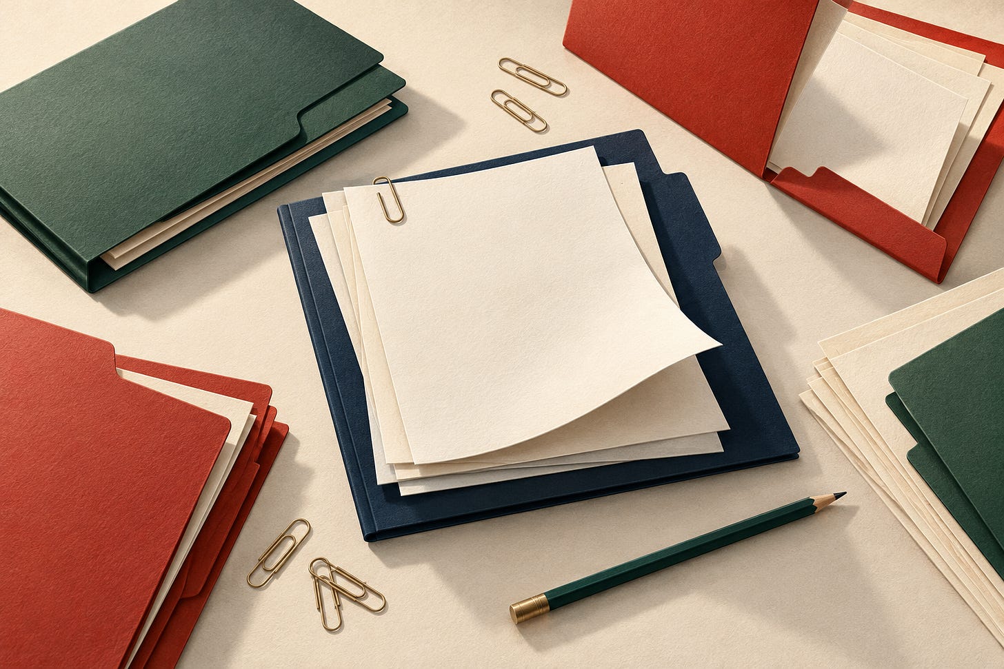 Illustrated transaction files on a desk. Illustrated transaction files on a desk.