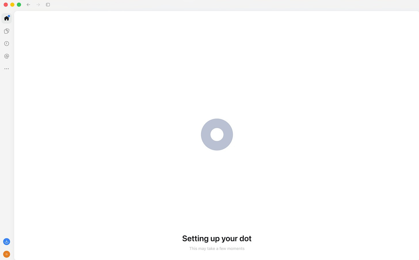 OpenAI Dots setup loading screen, Setting up your dot
