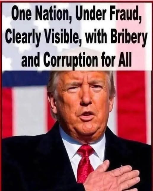 May be an image of the Oval Office and text that says 'One Nation, Under Fraud, Clearly Visible, with Bribery and Corruption for All' May be an image of the Oval Office and text that says 'One Nation, Under Fraud, Clearly Visible, with Bribery and Corruption for All'