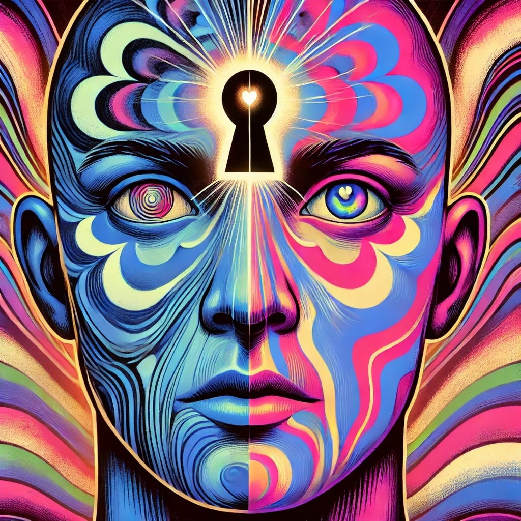Head with a keylock in the centre 
