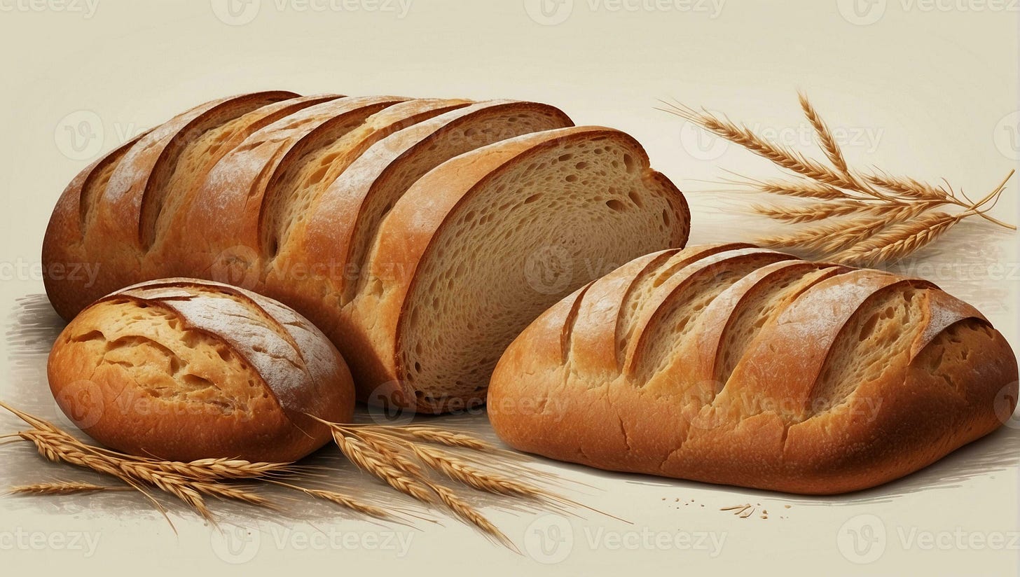 AI generated a painting of bread and wheat 36525824 Stock Photo at Vecteezy