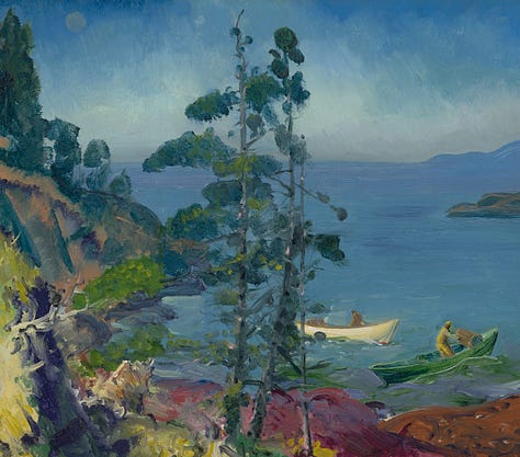 From the Blanton exhibition Charles Butt Collection,George Bellows - Evening Blue, 1916, John Martin - Weehawken Sequence, 1916, George Ault - Provincetown Boat/Houses, 1922