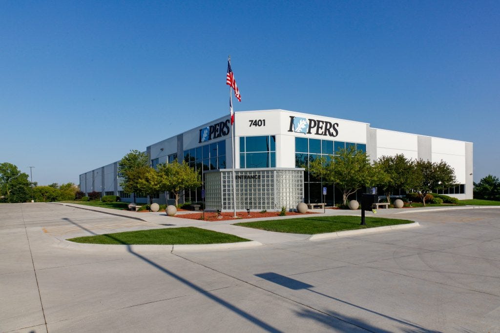 IPERS headquarters in West Des Moines, Iowa, shown from the exterior with the IPERS sign visible on the building.