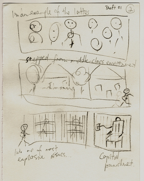 Early sketches of story flow by Rose Vines