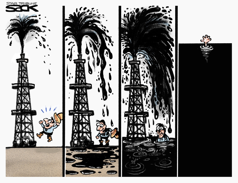 Editorial Cartoon U.S. oil production crash