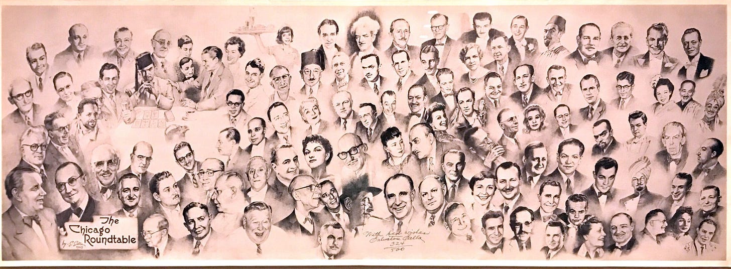 Original Salvatore Salla print-signed and numbered, displaying the original members of the Chicago Round Table.