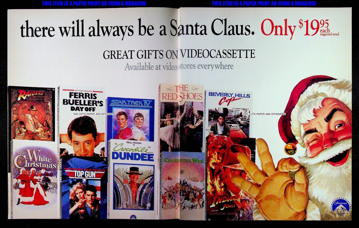 Paramount Christmas VHS 1988 Santa Claus Trade Print Magazine Ad Poster ADVERT Paramount Christmas VHS 1988 Santa Claus Trade Print Magazine Ad Poster ADVERT