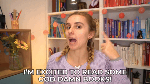 Hannah saying, "I'm excited to read some goddamn books"