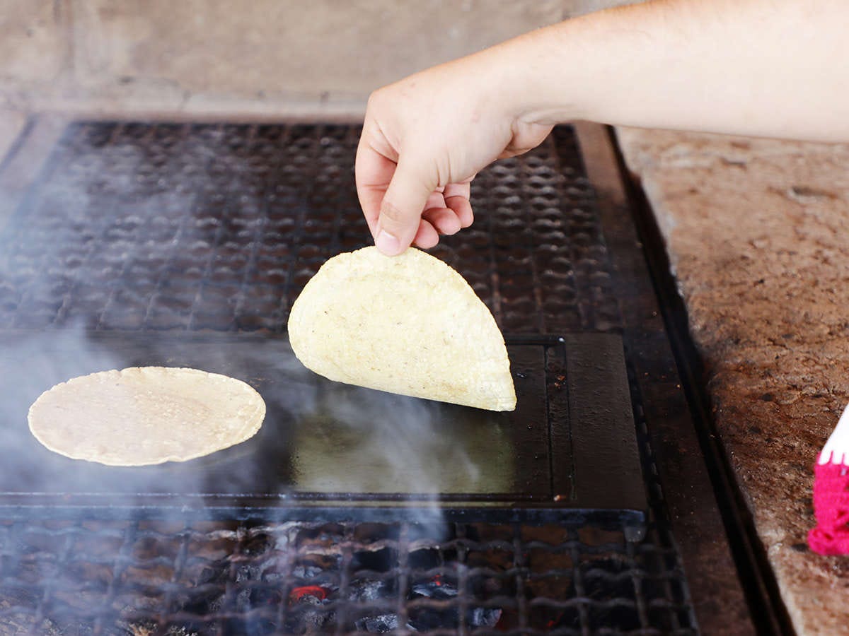 Corn Tortillas on Griddle Corn Tortillas on Griddle