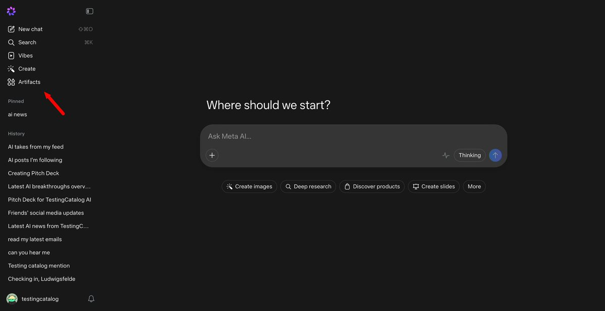Meta AI bekommt einen Artifacts-Tab im Web Meta AI bekommt einen Artifacts-Tab im Web