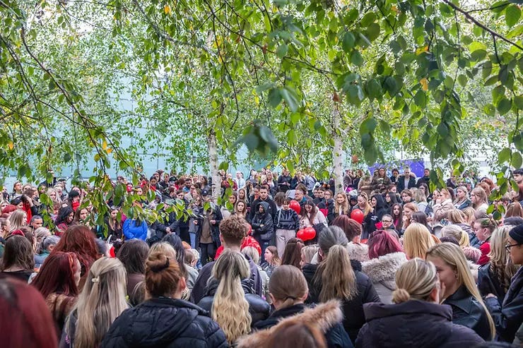 Fans gather in Manchester City Centre to pay their respects. Fans gather in Manchester City Centre to pay their respects.