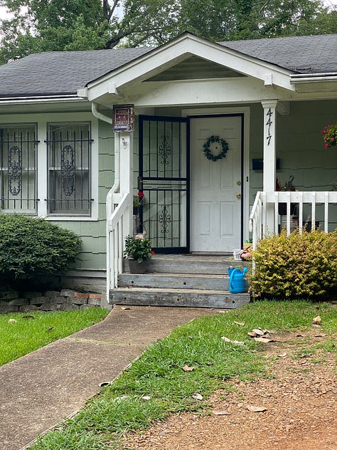 images from around the neighborhood, all containing the same shade of bright blue