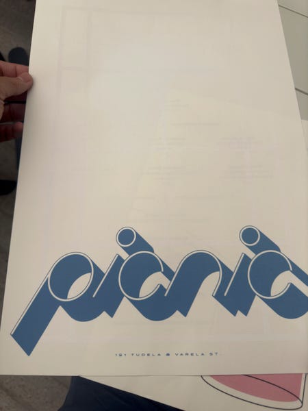 Picnic's one page menu features Asian, Mediterranean, and Peruvian flavors