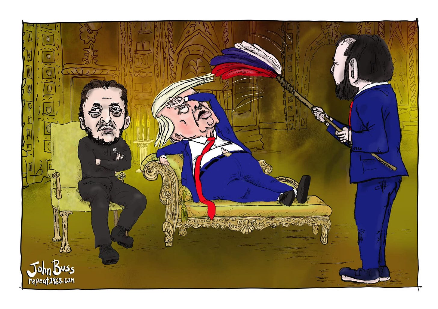 May be a doodle of 1 person, the Oval Office and text