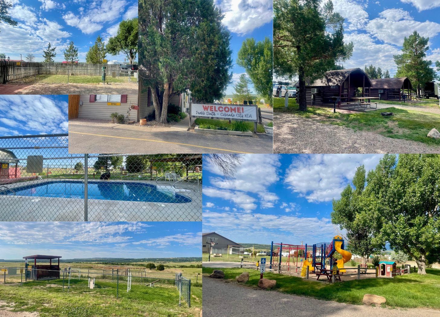 My Canva photo collage of the sites in the KOA campground.