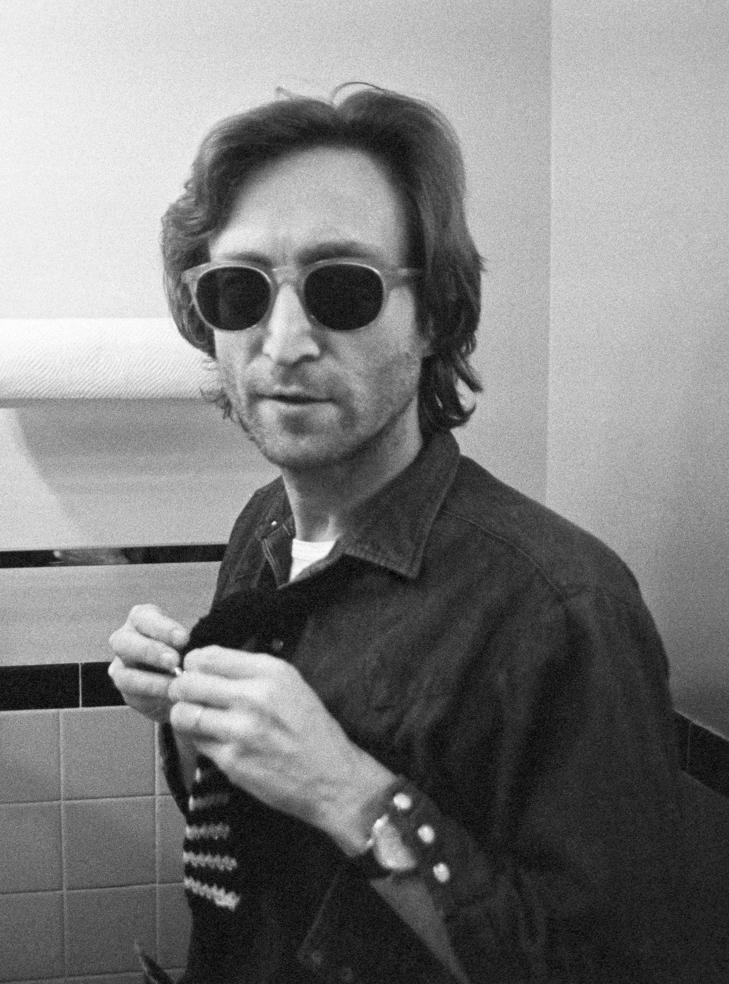 Image may contain John Lennon Accessories Sunglasses Photography Face Head Person Portrait Body Part and Finger Image may contain John Lennon Accessories Sunglasses Photography Face Head Person Portrait Body Part and Finger