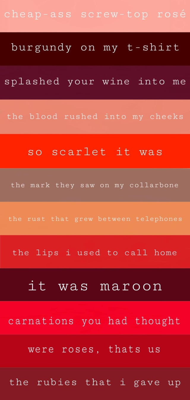 r/TaylorSwift - Every color referenced in Maroon (put together by me)