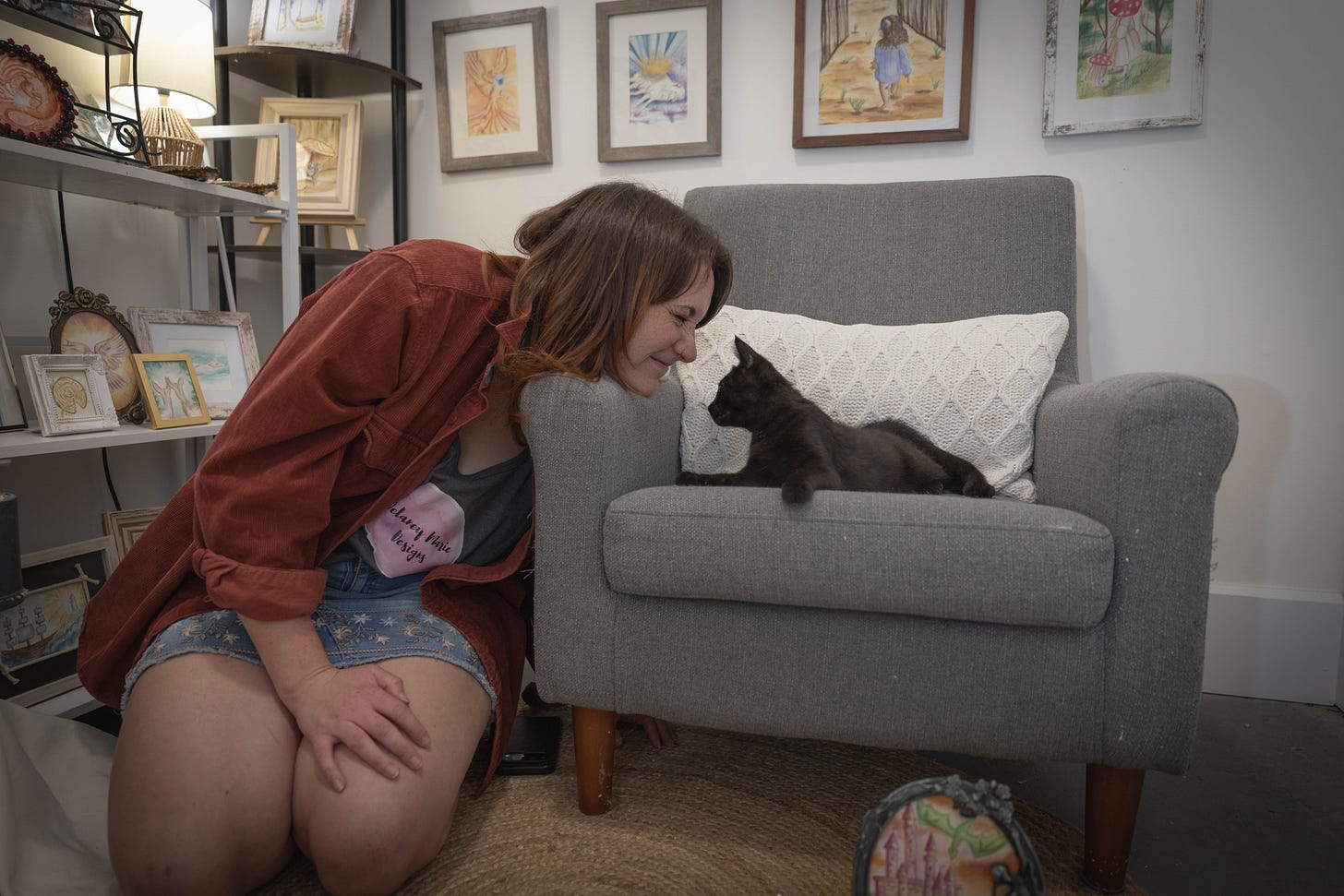 Delaney and Kitsa lounging in the design studio office. (Photo by Andy Dickson)